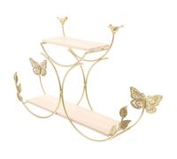 Mobestech 1 Étagère Décorative pour Bureau Rangement pour Terrarium Étagère Murale en Fil Métallique Support Multiple pour Entrée Étagère De Rangement Dorée Cintre Mural pour