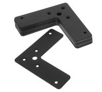 Mobestech 10 Pièces Équerre d'angle Plate en Acier Inoxydable Noir L pour Supports de Montage, Bords Lisses, Résistance Lourde, pour Étagères et Fixations Murales