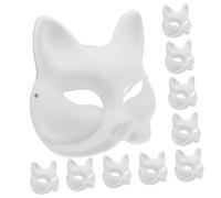 Mobestech 10 pièces Masques Renard Papier Blanc à Peindre Légers et DIY Masques de Carnaval pour Garçon Fille Activité Créative et Éducative pour Halloween et