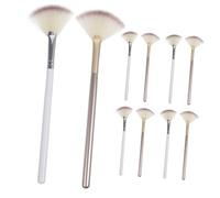 Mobestech 10 pièces Pinceaux Maquillage Éventail Poils de Chèvre pour Highlight et Poudre Accessoires Esthéticiennes Multifonctions pour Teint Lumineux