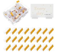 Mobestech 100 pièces Clips Porte-étiquettes Acrylique Support Panneaux Adhésif pour Présentoir Menu Bureau Affichage Signalisation Table Boutique