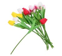 Mobestech 15pièces Bouquet De Tulipes Artificielles PU Fleurs Artificielles Réalistes pour Décoration De Mariage Centre De Table