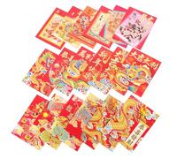Mobestech 18 Pcs Enveloppes Rouges Chinoises pour Nouvel An Du Printemps Année Du Dragon Motifs Chanceux Décorations Traditionnelles pour Cadeau