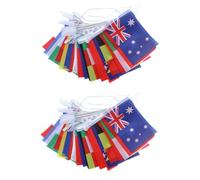 Mobestech 2 Ensembles Corde De Drapeau De La Coupe Du Monde Faire La Fête Guirlande Drapeau Drapeaux Drapeaux Pays Flags De Fanions Bannières Tissu Banderole Banderole Décor Tissu Polyester