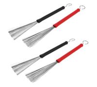 Mobestech 2 Paires Brosses de Tambour Retractables Fil Métallique pour Jazz Baguettes avec Manche Accessoires pour Caisse Claire et Pratique Percussion