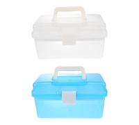 Mobestech 2 pièces Boîte de Rangement Double Légère et Portable Boîte Plastique Compartimentée pour Cosmétiques Outils de Manucure et Papeterie Multifonction avec Couvercle Set de Blanc
