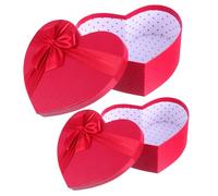 Mobestech 2 pièces Boîte Mariage Forme Cœur Carton Petit Moyen Boîte Décorative Rouge pour Saint Valentin et Rangement Cosmétique Facile à Assembler et Réutilisable