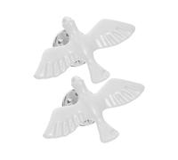 Mobestech 2 Pièces Broche Accessoires Materbe mini figurines d'oiseaux broche colombe modèle colombe figurine de pigeon Alliage de zinc blanche