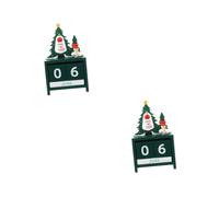 Mobestech 2 Pièces Calendrier des sapins de Noël Calendrier de Bureau décor Calendrier DIY Calendrier perpetuel Calendrier d'affichage de la Date du Mois Calendrier de Table en Bois Green