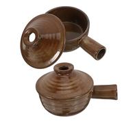 Mobestech 2 Pièces Clay Soup Pot With Lid And Handle Microwave Safe Heat-resistant Japanese Style Rustic Stew Bowl For Soups Salads And Specialty Dishes