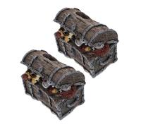 Mobestech 2 Pièces Décoration Aquarium Coffret Trésor Vintage Résine Ornement Étanche Compatible Eau Douce et Salée Compact Ludique pour Décor Poisson