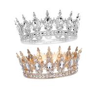 Mobestech 2 pièces Diadème Baroque avec Strass Brillants Couronne Vintage pour Mariage Femme Bijoux Tête Mariée Accessoire pour Fête Anniversaire et Cérémonie