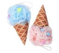 Mobestech 2 Pièces Éponge de Exfoliante Forme de Glace Lot de Douchettes Mignonnes pour Gommage Facile Création de Bubbles Riches