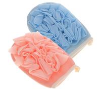 Mobestech 2 pièces Exfoliant de Bain Double Face Rayon pour Gommage Corps Doux et Réutilisable et Confortable Maison et Hôtel Bleu Rose