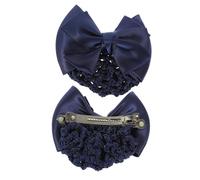Mobestech 2 pièces Filet Chignon Infirmière Professionnel avec Nœud Bleu Filet Chignon Femme Élégant pour Hôtesses et Employées Accessoire Cheveux pour Gestion et Maintien des Frisottis