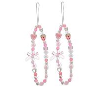 Mobestech 2 pièces Lanières Téléphone Perles DIY Bracelet Poignet Anti-perte Charm Accessoire Portable Tendance 2pcs