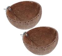 Mobestech 2 pièces Nid Oiseau Coquille de Noix Naturelle Maison Suspendue pour Petits Perroquets Perruches Inséparables Nid de Reproduction Lit de Sommeil Hygiénique pour Cage et Jardin