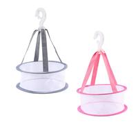 Mobestech 2 pièces Panier de Séchage Suspendu pour Éponges Maquillage et Pinceaux Filet Mini Rangement Polyvalent Gris et Rouge Support Aéré pour Accessoires Beauté et Petits Vêtements