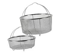 Mobestech 2 pièces Panier Vapeur Inox Multifonction avec Poignées Ergonomiques Panier Cuisson Friture et Égouttoir Domestique pour Légumes Pâtes et Fruits et