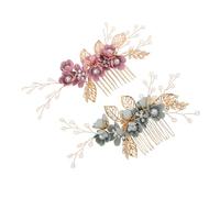 Mobestech 2 pièces Peignes Cheveux Mariage Artisanaux avec Fleurs et Perles Accessoires Élégants pour Coiffure de Mariée Épingles Décoratives pour Femmes pour Mariages et Événements