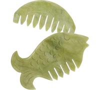 Mobestech 2 Pièces Peignes de Massage Guasha en Jade pour Visage et Cuir Chevelu, Libèrent la Tension Musculaire et Soulagent, Outil de Massage Manuel pour Bureau