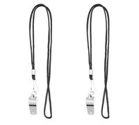 Mobestech 2 Pièces Sifflet Multifonction en Acier Inoxydable Argenté Léger Bavure Cordon pour Entraînement et Arbitrage Sportif Extérieur