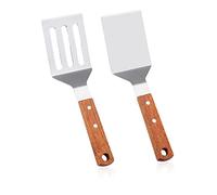 Mobestech 2 pièces Spatules de Cuisine Acier Inoxydable avec Manches Set de Spatules Robustes pour Cuisson Steak Barbecue et Usage Domestique