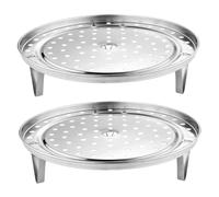 Mobestech 2 pièces Support Vapeur Inox Métallique Résistante pour Cuisson Vapeur Homogène Compatible Cuiseur Électrique et Marmites Adapté Poissons Légumes Tamales et Œufs