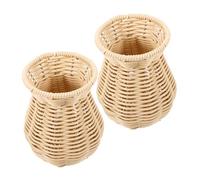 Mobestech 2 Pièces Vase Tressé Plastique Décoration Intérieure Style Campagne Américaine Ornement de Bureau Artisanal Support Floral pour Salon Chambre Cuisine