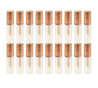 Mobestech 20pièces Lot de Mini Tubes de Gloss Vides Contenants Plastique Transparents pour DIY Soins des Lèvres et Rouges à Lèvres Format Voyage Couleur Or Rose