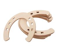 Mobestech 24 Pièces de Découpes en Bois Brut de Fer à Cheval 80 Mm, Tranches de Bois Artisanales Non Finies Percées, Fournitures de Bricolage pour Décoration, Fête et Création Artistique