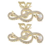 Mobestech 2pcs Pinces à Cheveux Grandes en Alliage Strass et Perles, Faciles à Utiliser, Élégantes et Sophistiquées pour Cheveux Épais, pour Mariage et Usage Quotidien