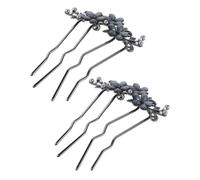 Mobestech 2pièces Lot de Peignes à Cheveux Métal avec Strass Forme de U pour Coiffure de Mariage et Accessoires de Cheveux