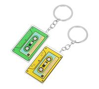 Mobestech 2pièces Porte-clés Cassette Audio Vintage Acrylique Style Années Pendentif Double Face Tv Radio Rétro Pour Femmes Décoration De Fête Thème Des Années