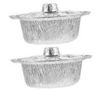 Mobestech 2pièces Pots Aluminium pour Cuisson du Pain Barbecue Et Pâtisseries Lot de Caissettes Jetables Contenants Alimentaires Multifonctions