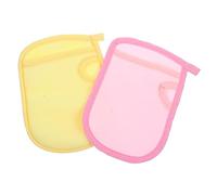 Mobestech 2pièces Serviettes de Bain pour Garçon Fille Exfoliantes Motifs Roses et Jaunes Accessoires de Bain Légers et Portables avec Crochet de Suspension