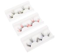Mobestech 3 paires Faux Cils Colorés pour Cosplay et Soirées Maquillage Femme Style Dense et Recourbé Présent Unique pour Fêtes et Performances
