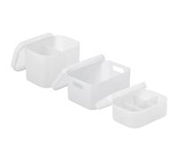 Mobestech 3 Pièces Organisateur de Maquillage de Bureau Plastique de Boîtes de Rangement pour Cosmétiques avec Couvercle pour Soins de Peau et Bijoux Design Pratique et Élégant