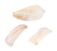 Mobestech 3 Pièces Peigne de Voyage Coquillage Naturel Peigne à Main Compact Petit Épais Démêlant Coquillage Utilisable Sec ou Mouillé