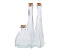 Mobestech 3 Pièces Petits Pots en Verre Bouchon Liege Petites Bouteilles en Verre Souhaitant Bouteille Bouteilles De Liège en Verre Flacon Diffuseur Vide Un Verre Transparent