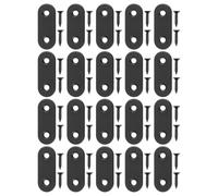 Mobestech 30 Pièces Support de Meuble Droit Plat en Acier Inoxydable Noir | Plaque de Réparation pour Mobilier et Armoires, Finition Lisse, Structure Robuste, Résistante à L’usure