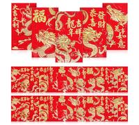 Mobestech 36 Pièces Enveloppes Rouges Dragon Traditionnelles à Motif Zodiacal Doré pour Nouvel An Chinois et Fêtes Pochettes Résistantes pour Cadeaux et Célébrations