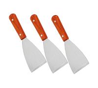 Mobestech 3pièces Spatule Bois Pour Cuisine Grattoir à Steak Acier Inoxydable Spatule à Frire Multifonction Pour Plaques De Cuisson