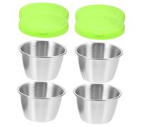 Mobestech 4 ensembles Lot Coupelles à Sauce Acier Inoxydable avec Couvercles Silicone Petits Bols à Trempette pour Cuisine Sauces Condiments Dips et Snacks et pour Repas et