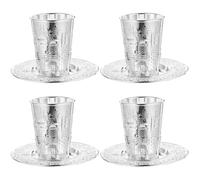 Mobestech 4 Ensembles Tasses à Vin Judaica avec Plateau Tasse Passover Sculptée pour Célébrations de Shabbat Idée et Pratique