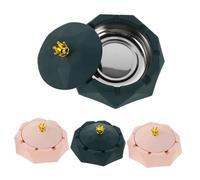 Mobestech 4 Pièces Cendrier Couronne Acier Inoxydable avec Couvercles Antivents pour Fumeurs Usage Intérieur et Extérieur Design Élégant