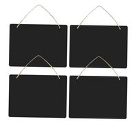 Mobestech 4 pièces Lot de Tableaux avec Corde Ardoise Suspendue Décorative pour Maison et Jardin Panneaux Mémo Effaçables Noir