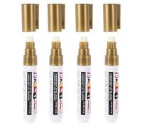 Mobestech 4 Pièces Marqueur de Retouche pour Pierre Tombale 8mm, Or | Stylo Peinture à Encre Métallique, Adhérence Élevée, Résistant au Soleil, Usage Cimetière, Métal et Marbre