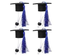 Mobestech 4 Pièces Mini Chapeau de Docteur pour Animaux de Compagnie Bleu en Tissu avec Taille Ajustable, Saison des Diplômes et Accessoires Photo pour Chatons et Souris Blanches