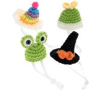 Mobestech 4 Pièces Petit Chapeau Tricoté en Fibre Acrylique pour Petits Animaux Ajustable et Sûr, Accessoire Festif pour Anniversaires et Portraits de Famille